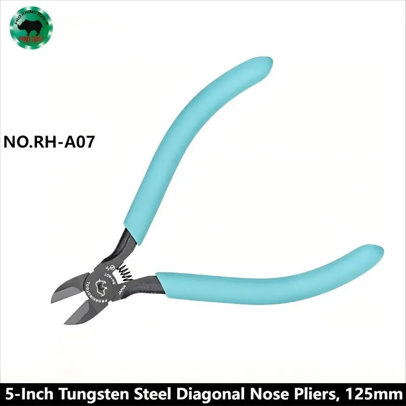 Japan RHINO RH-A07 labor-saving wire cutter 5 inch tungsten steel diagonal jaw pliers fiber optic cutting pliers, 125 mm