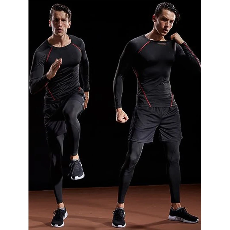 Kompression Langarm T-shirt Männer Elastische Training T-shirt Gym Fitness Workout Strumpfhosen Sport Jersey Athletisch Lauf Shirt Männer – Detail 9