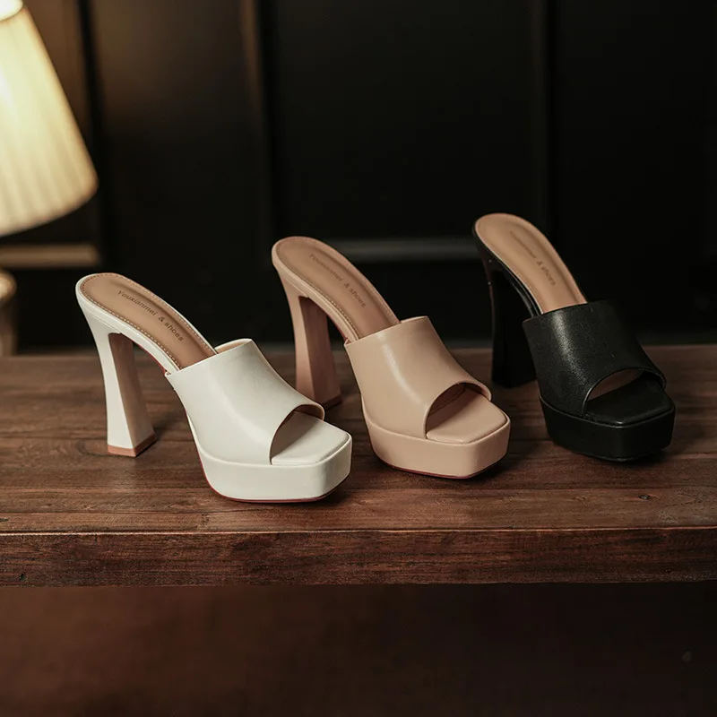 High heeled shoes for women 2026 new Korean version fashionable versatile half drag sandals for women