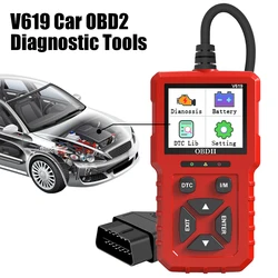 Clear/Erase Codes OBD2 Scanner Multi-language Code Reader V619 Battery Tester Check Engine System Car Diagnostic Tool