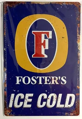 Foster's Ice Cold Beer Neuheit Metallschild; NEU!