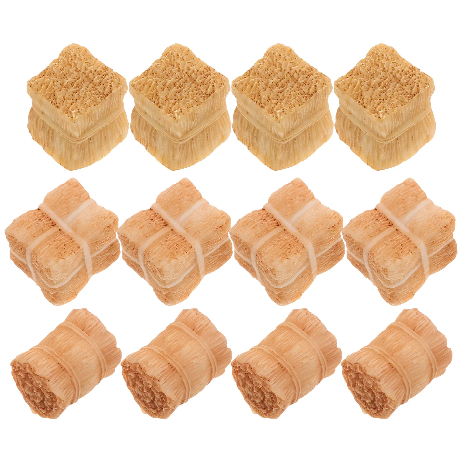 

12 Pcs Mini Farm Straw Decorative Pieces Realistic Resin Hay BaleFarm Scene House Accessories Photo Props