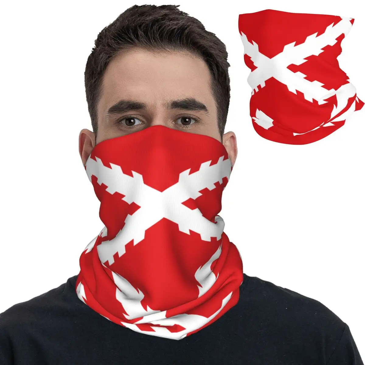 German Burgundy Cross Bandana Neck Gaiter Printed Face Scarf Multi-use Cycling Scarf Outdoor Sports Unisex Adult Winter