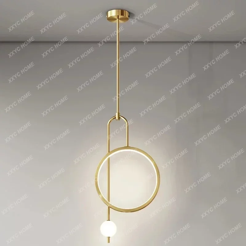 

Gold Ring Pendant Light Modern Glass Ball Led Hanging Lamp Bedroom Bedside Minimalist Living Room Home Decor Ceiling Chandelier