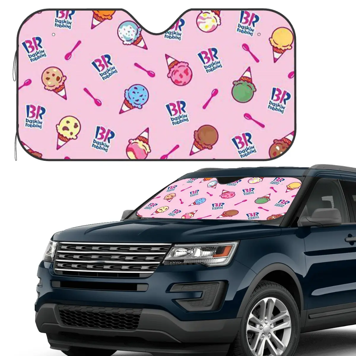 

Baskin Robbins Ice Cream Sunshade Windscreen Car Front Windshield Window Sun Visor Accessories Covers
