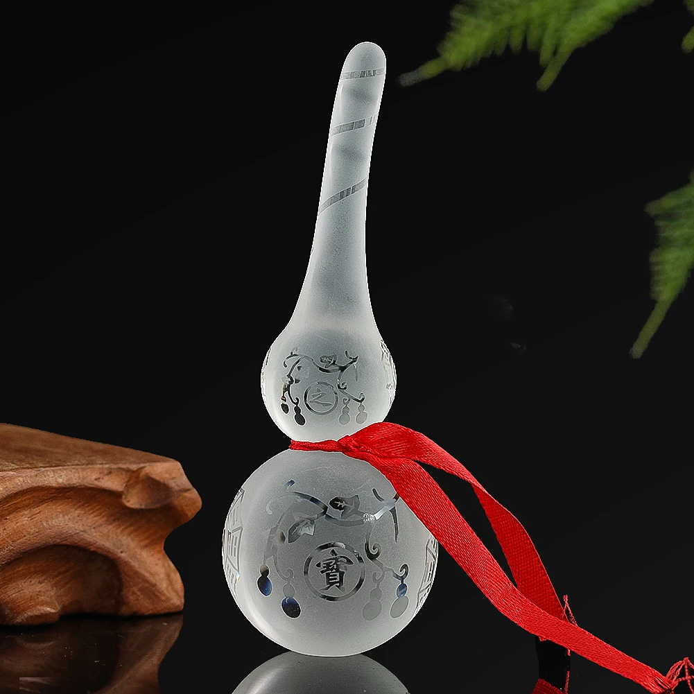 

1pc Frosted Crystal Gourd Ornament Tai Chi Bagua Home Town House Feng Shui Crafts For Living Room Desk Glass Art Figurines Decor