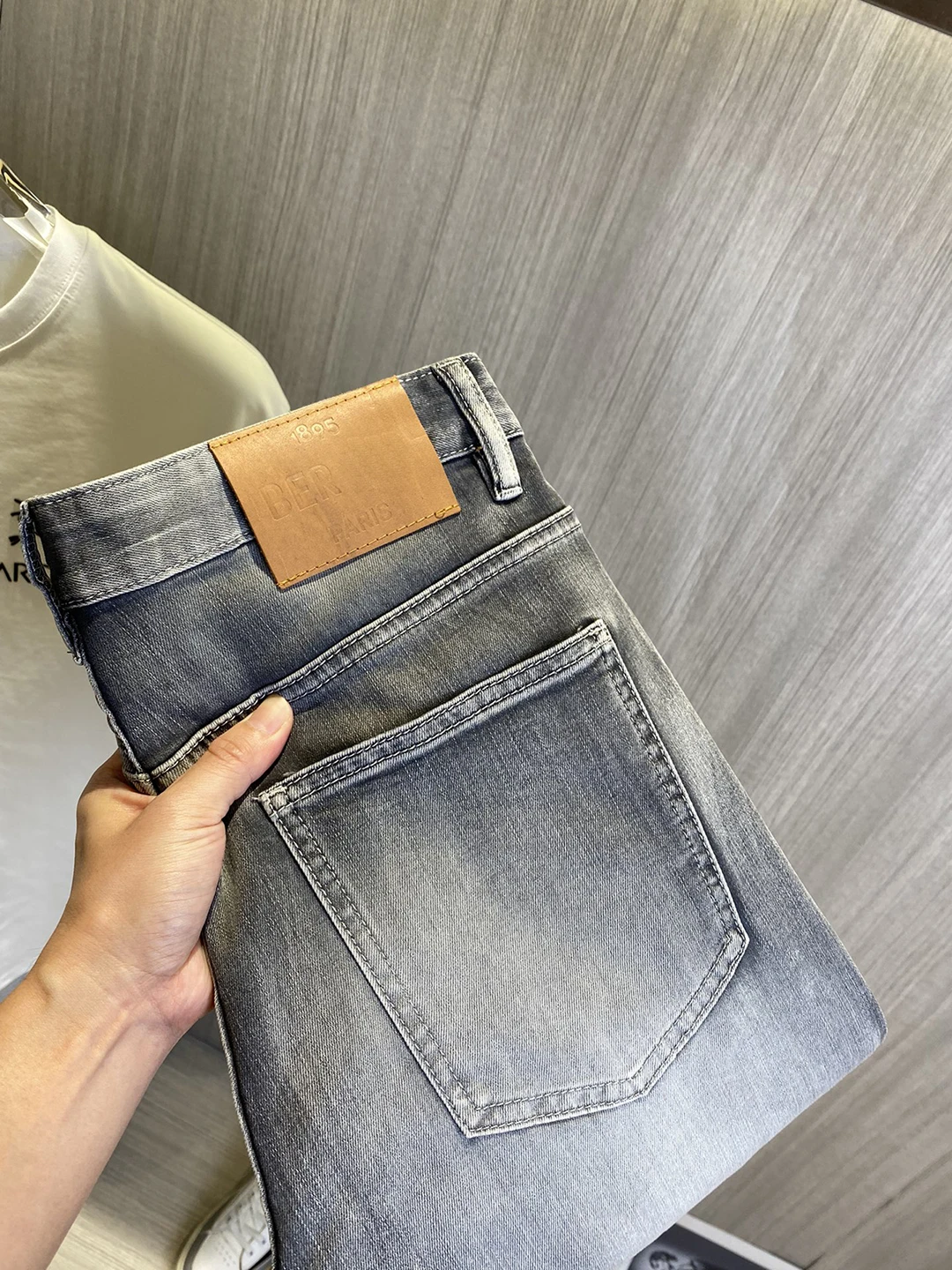 

1895 Danning jeans men 2024 new elastic fashion size 28-38 Straight long Slim Fit Feet pants Customized leather label Italian