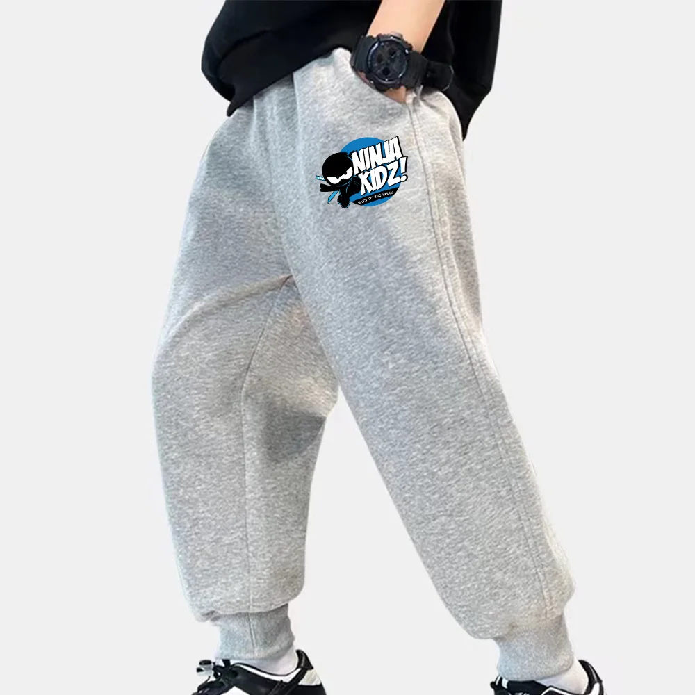 

Детские осенние брюки, модные Мультяшные тренировочные брюки с принтом ниндзя для мальчиков и девочек, можно носить детские спортивные брюки со всем