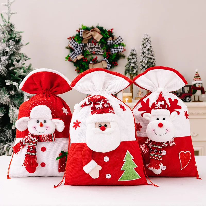 

54*31CM Christmas Gift Bag Large Drawstring Storage Bag for Candy Snack Cookie Santa Claus Snowman Gift Packing Xmas Decoration