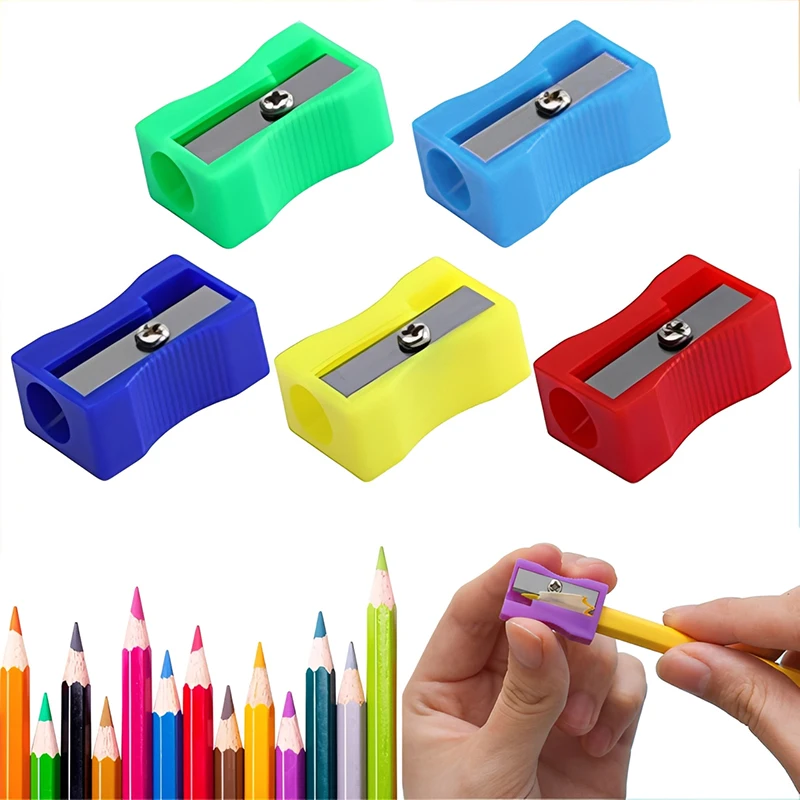 5~80pcs Mini Colored Single Hole Rectangular Plastic Pencil Sharpener For School Students Manual Turning Pencil Sharpe TMZ