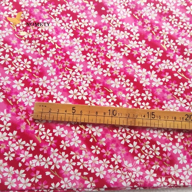 100% Cotton Printed Fabric Cherry Plum Blossom Bronzed Cloth For Sewing Kimono Cushion Handbag DIY 145*50cm