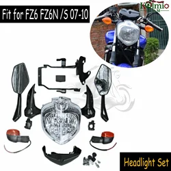 Fit for 2007 - 2010 YAMAHA Motorcycle Headlight Set FZ6 FZ6S FZ6N Turn Signal Mirror FZ6 N S 2008 2009 2010 Head Light Assembly