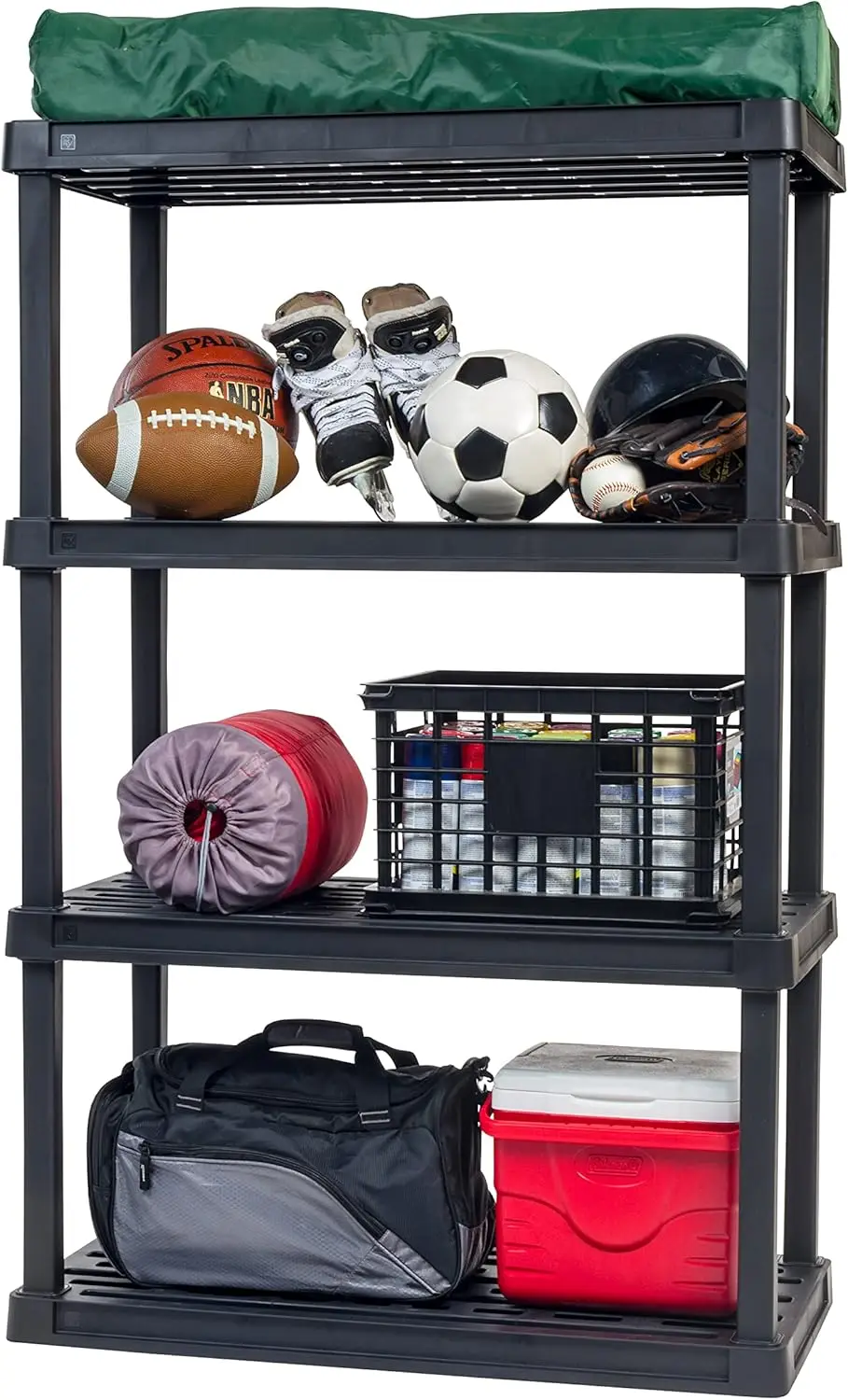 USA 4-Tier Heavy Duty Plastic Shelving Unit, 56