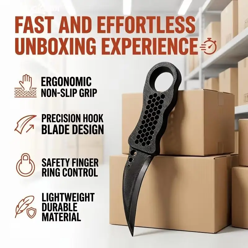 1PCBlade-Free 3D Printed Parcel Opener Serrated Unboxing Tool Anti-Skid Grip Eco Plastic Box Cutter Letter Envelope Slitter Gift