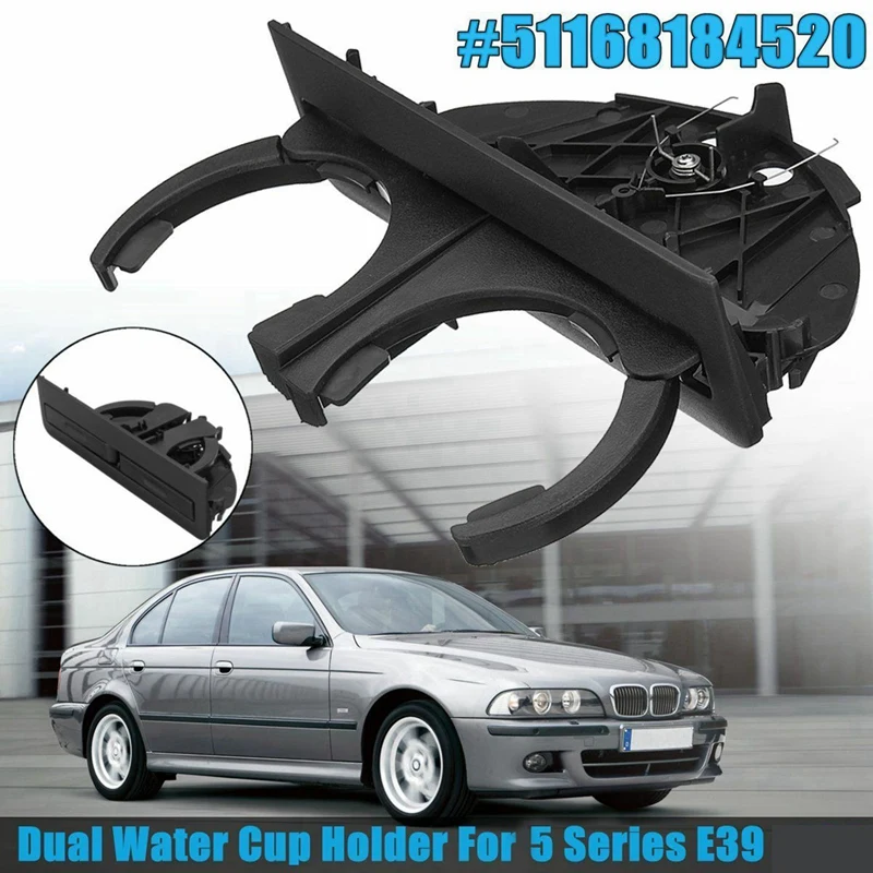 3X Black Rear Dual Drink Cup Holder For BMW 525I 528I 530I 540I 5 Series E39 Retractable 51168184520