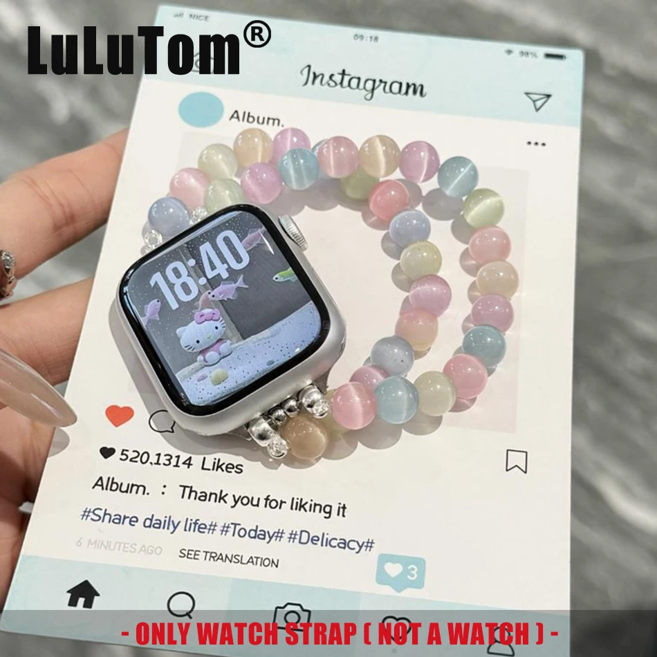 

Модный ремешок-браслет с радужным кристаллом для Apple Watch Series 11, 10, 9, 8, 7, 6 SE UItra iWatch 49/46/45/44/42/41/40/38 мм, ремешок