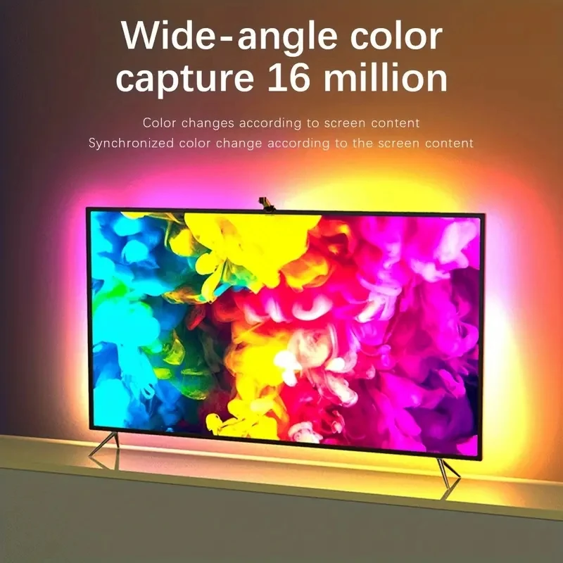 RGBIC LED TV-Hintergrundbeleuchtungsstreifen mit Kamera-App-Steuerung, Musik-Synchronisation, Smart Lights für Gaming-Räume, 55-75 Zoll, Ambientebeleuchtung – Detail 11