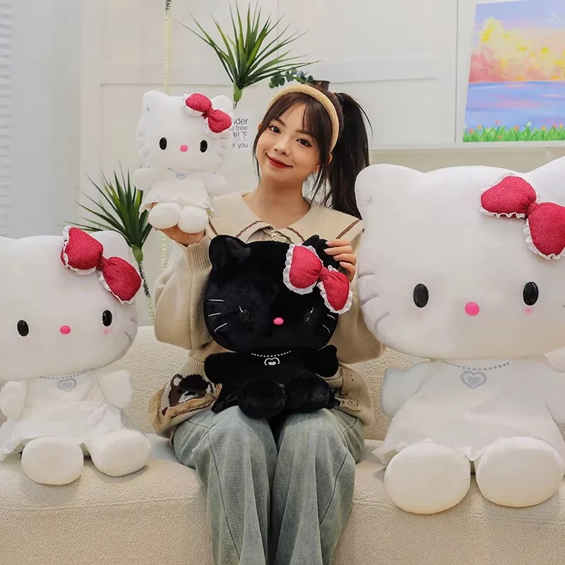 سانريو الأسود مرحبا كيتي بلوشي Kawaii روز بلدي ميلودي ألعاب من نسيج مخملي أنيمي الكرتون أنيمي لينة محشوة دمية وسادة هدايا أعياد ميلاد للأطفال