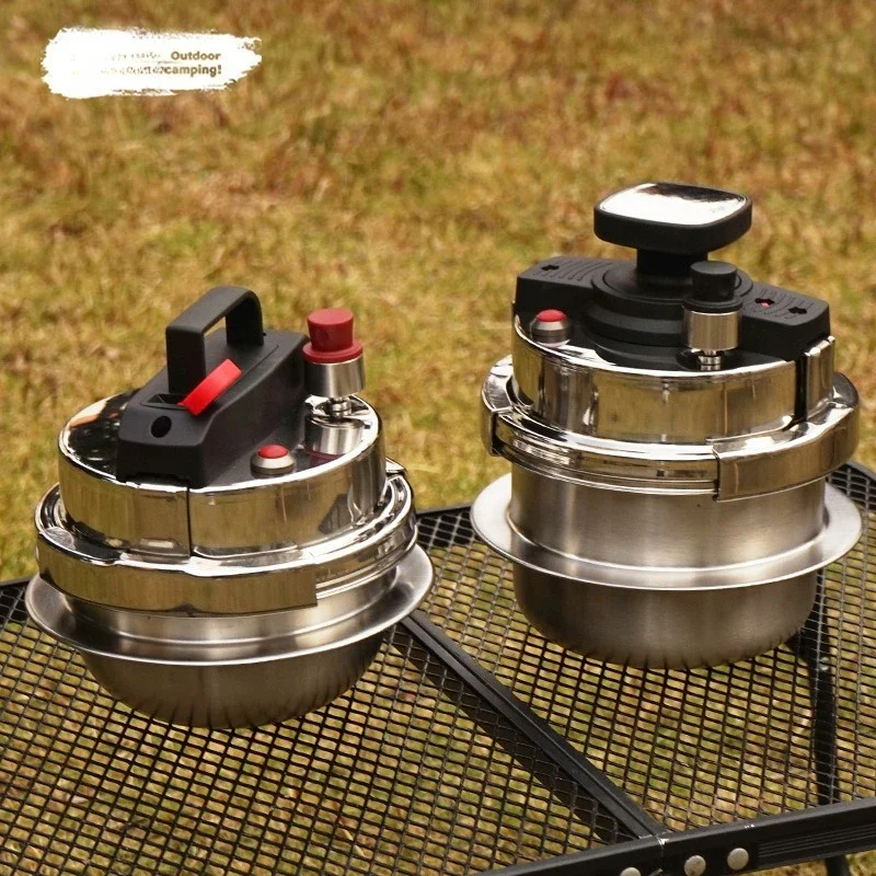 1.2L Mini Pressure Cooker Portable Outdoor Camping Pressure Pot for 1-2 People Car RV Induction Cooker Compatible