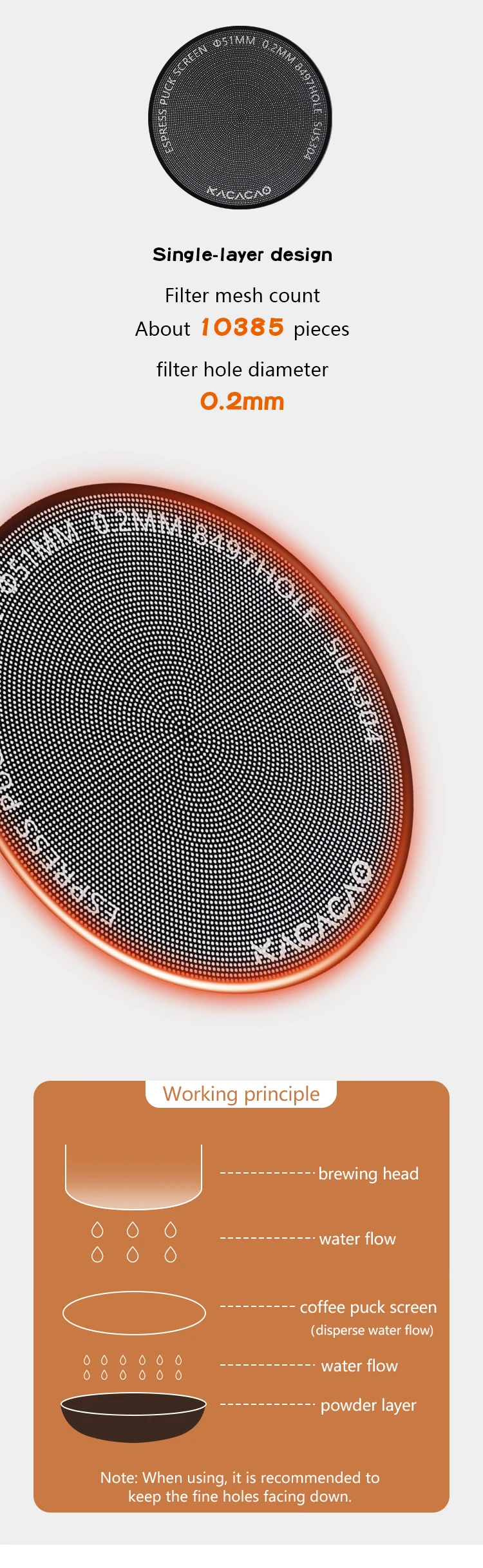 KACACAO Espresso Puck Screen Kaffeefilter, wiederverwendbarer Edelstahlhalter, 0,2 mm, für 51/54/58 mm Siebträger, Barista-Zubehör – Detail 5