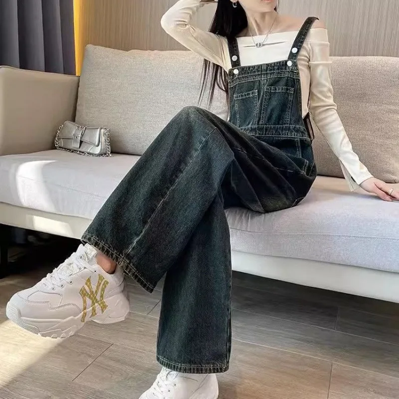 واسعة الساق البضائع وزرة النساء، الربيع والخريف جديد عالية الخصر التخسيس الأمريكية الرجعية المتخصصة مستقيم الساق غسلها Pa #6