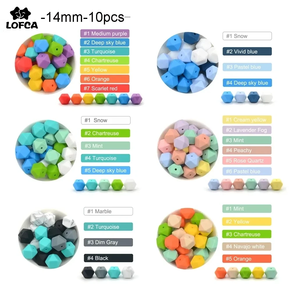 LOFCA 10pcs 14mm Mini Hexagon Silicone Beads  Food Grade Teething Mini Hexagon BPA Free  Silicone Teether Toy Pacifier