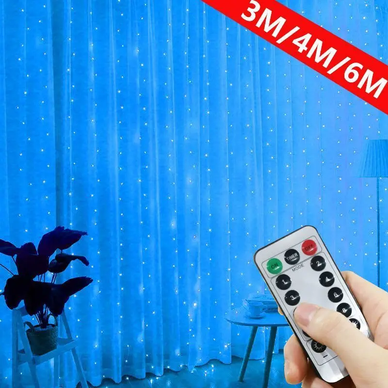 8 Mode Holiday Light Wedding Party Decoration USB Bedroom Curtain Lights 3M 4M 6M Outdoor LED Fairy Light String Christmas Light