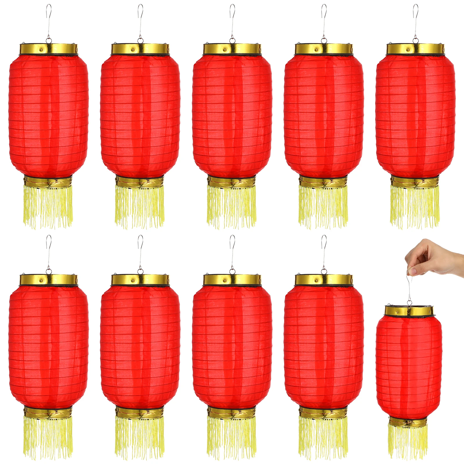 

10pcs 6 Inches Waterproof Foldable Japanese Style Lanterns Silk Cloth Oval Hanging Decorative Light For Festivals Weddings Home