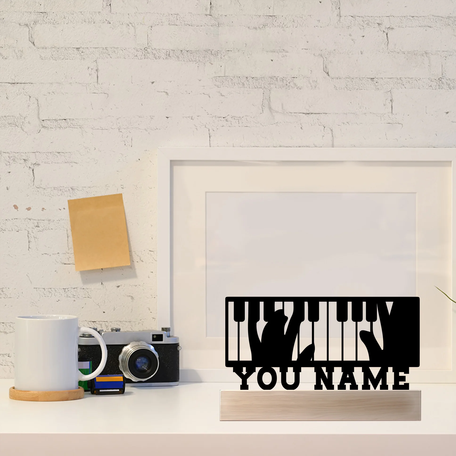 1 قطعة مفاتيح البيانو الحديثة لعب اسم مخصص تمثال معدني زخرفة معدنية مع قاعدة خشبية النحت المعدني الحرف الفنية مع قاعدة خشبية #5