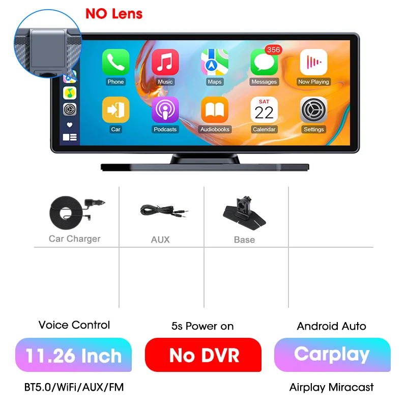 11.26 "4K ADAS Dash Cam Display Draadloos Android Auto CarPlay Scherm DVR Dubbele opname Nachtzicht Auto Intelligente systemen FM - afbeelding 1