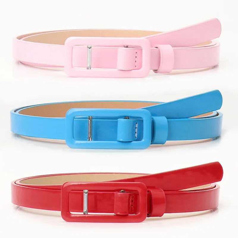 

New Style Free Punching Patent Leather Bag Buckle Ladies Belt Versatile Jeans Dress Decorative Belt Candy Color Small Belt