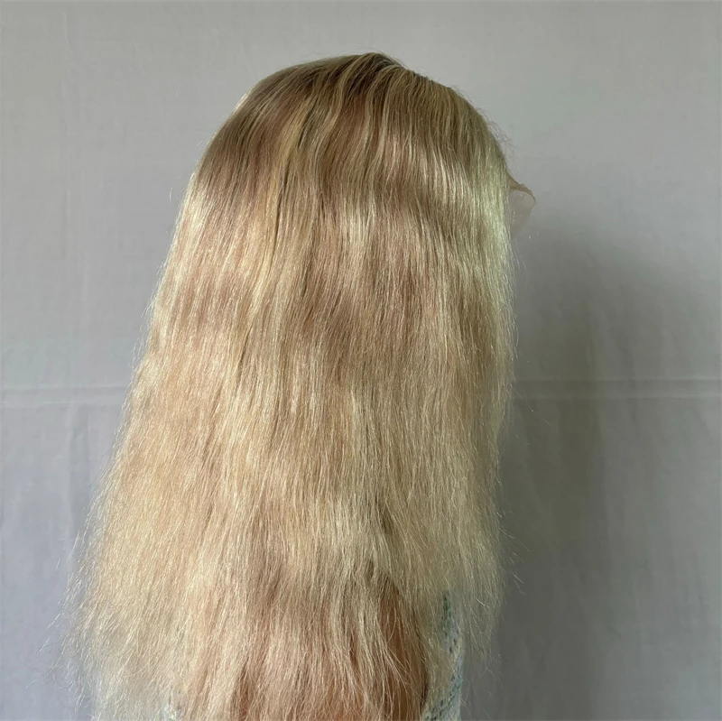 Perruque de Cheveux Synthétiques à Reflets Blonds Ombré pour Femme, 13x4