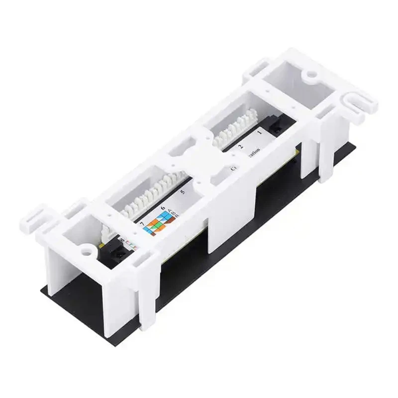 8 Port Patch Panel For Cat. 6 Versatile Data Center Plastic Wall Mount For Computer Home For Wiring Server Room Office Durable