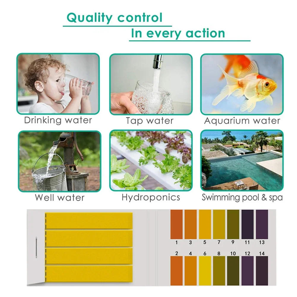 80-800pcs PH Test Strips 1-14 PH Litmus Paper with Comparison Chart Water Cosmetics Soil Acidity Test Strip Precision for Water