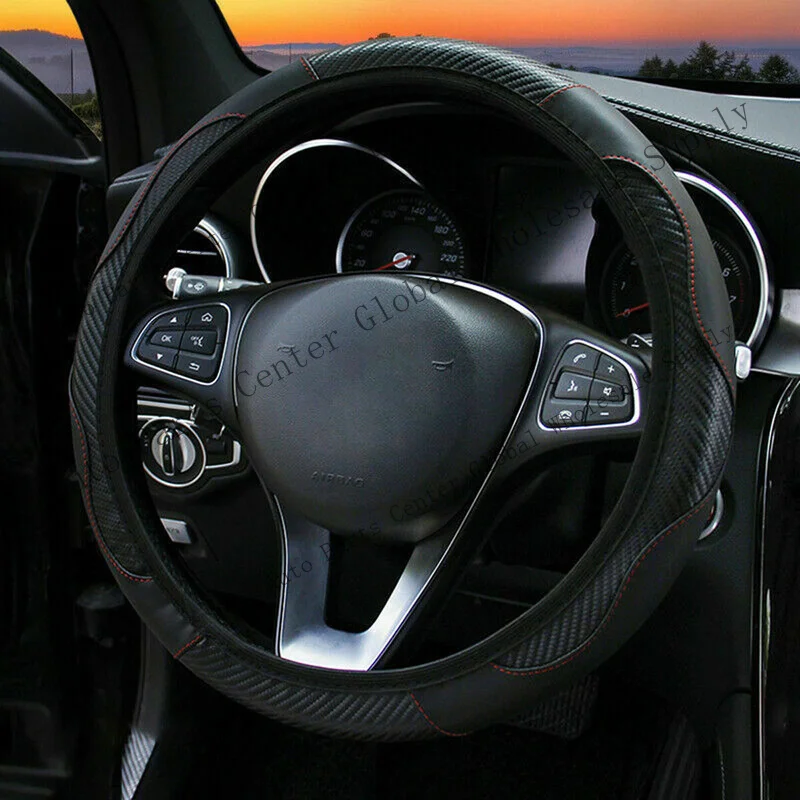 L+ Universal Black Leather Steering Wheel Cover Anti-slip Car Interior Accessories