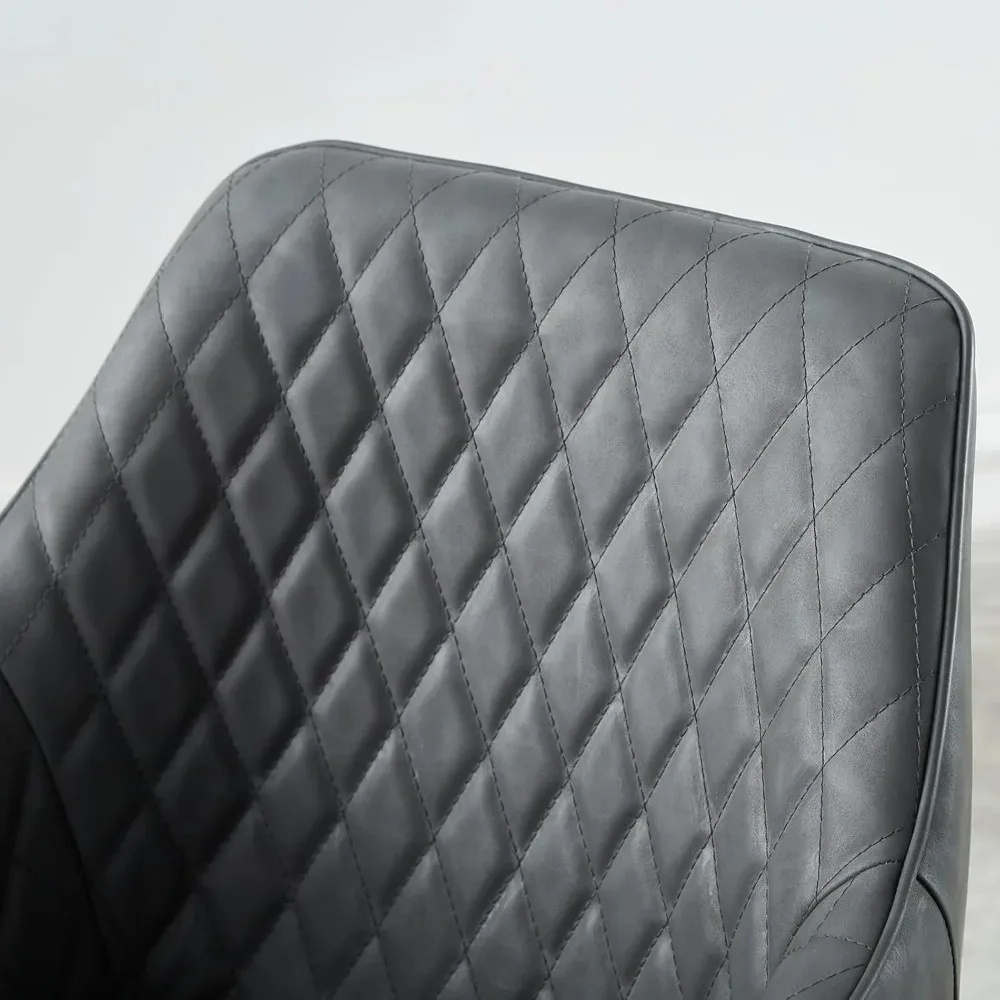 Dining Chairs Grey Faux Leather Kitchen Chairs Set of 4 with Arms Modern Upholstered Chairs for Living Room