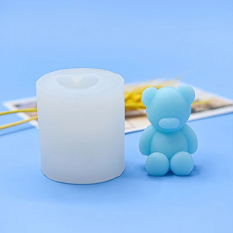 Cute Little Bear Aromatherapy Candle Silicone Mold Baking Mousse Cake Mold Gypsum Decoration Concrete Molds for Candles