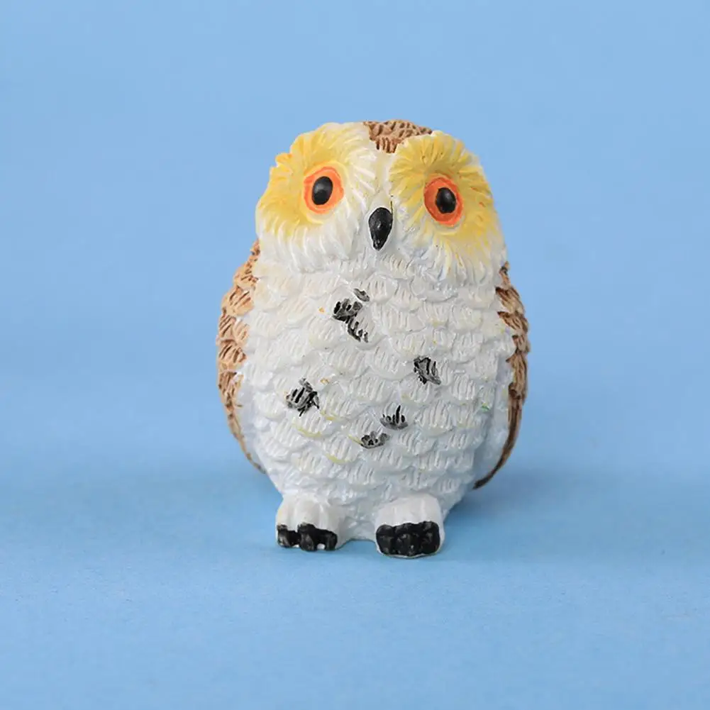 Long-lasting Owl Sculpture Mini Owl Statue Hand Painted Resin Owl Figurines for Diy Micro Landscapes Fairy Gardens for Bonsai