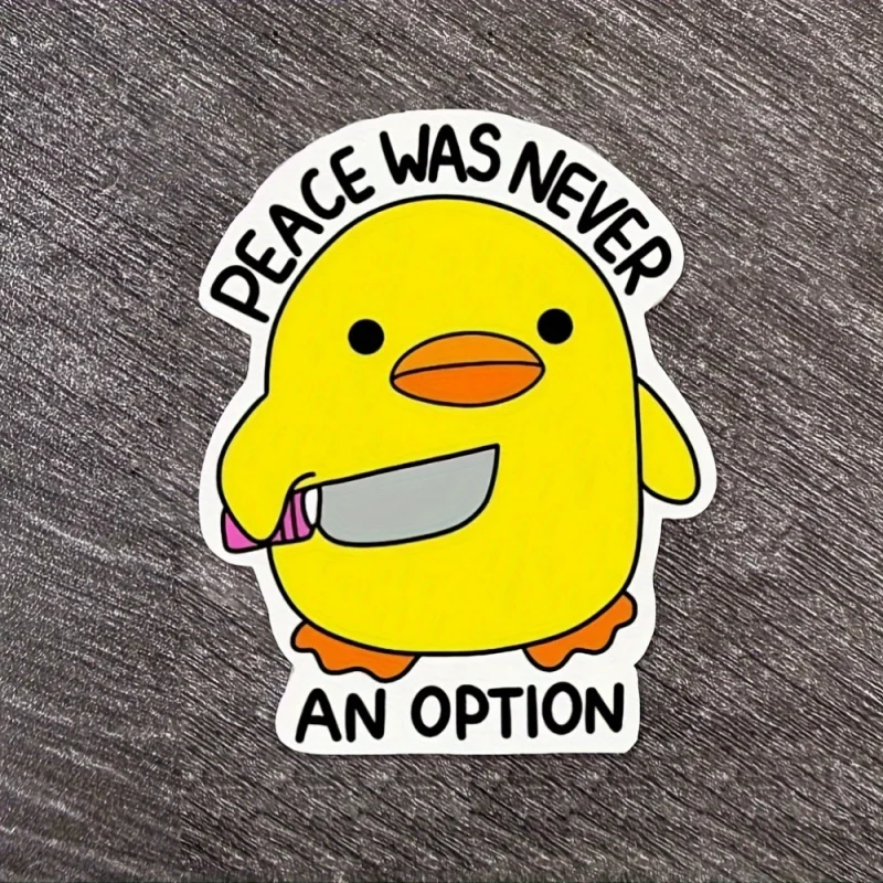 

1pc/3PC Pepper Chicken Labeling，Carrying a knife - “Peace has never been an option”Funny and cute memeSticker - Durable