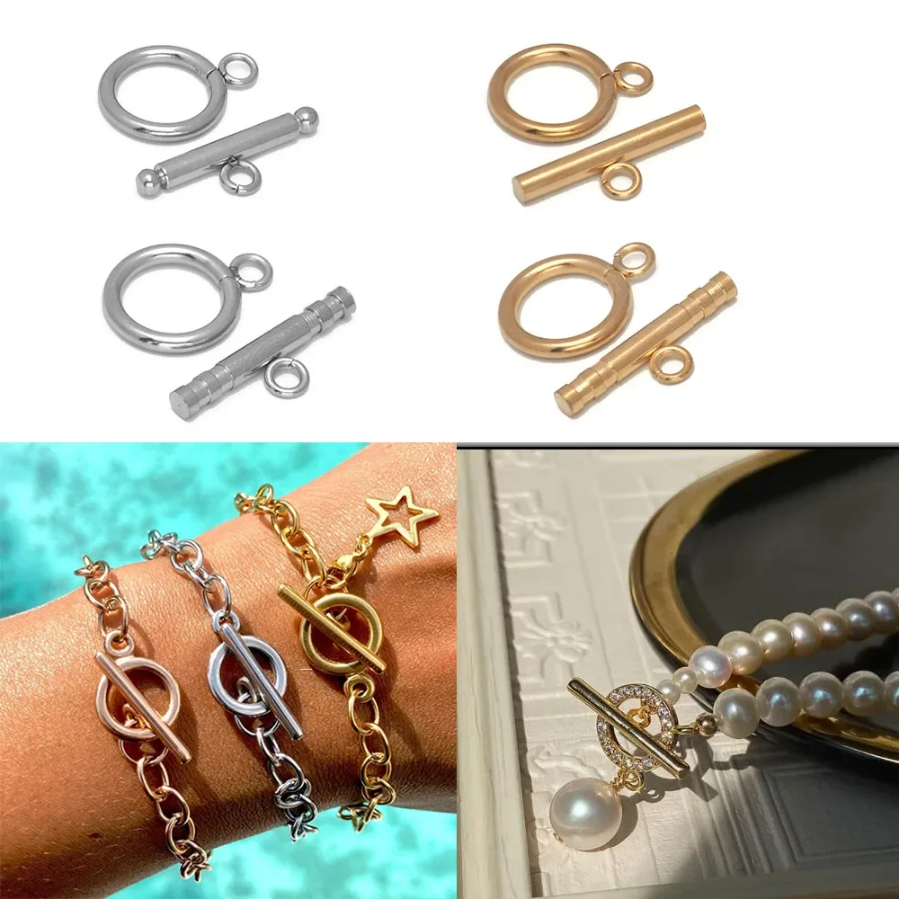 6Sets Gold Stainless Steel Fastener Bracelet OT Toggle Clasp Buckle Connector For Jewelry Making Diy Accessories
