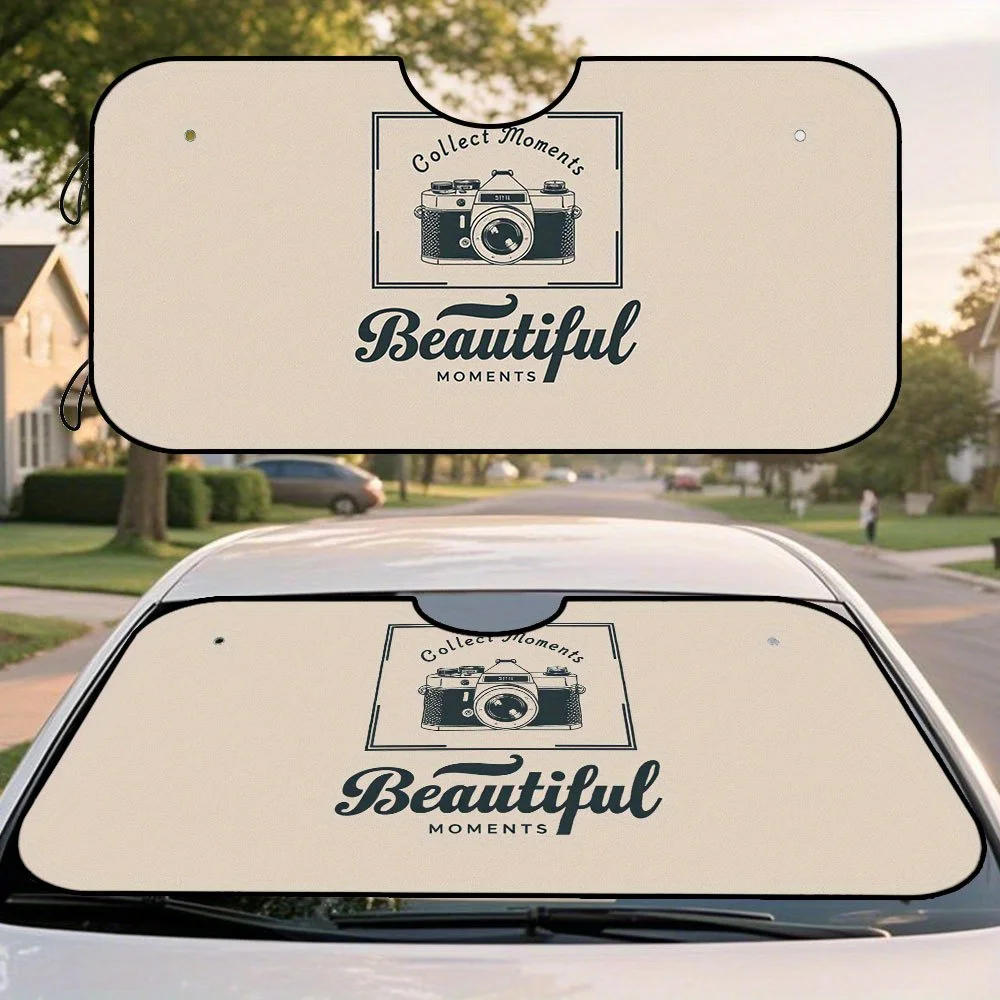 1pc Camera Sketch Beautiful Moments Canvas Print - Foldable Windshield Sunshade With Suction Cup Design For Stability, Durable P