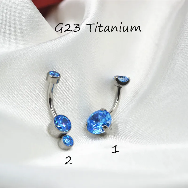 Lot10PCS Body Jewelry-G23 Titanium Shine Blue CZ Smart Cute  Navel Belly Button Body Piercing  Navel Curve Barbells Belly Rings