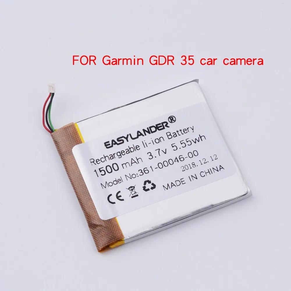 

3.7V 1500mAh Rechargeable li Polymer Li-ion battery For Garmin GDR 35 Car camera