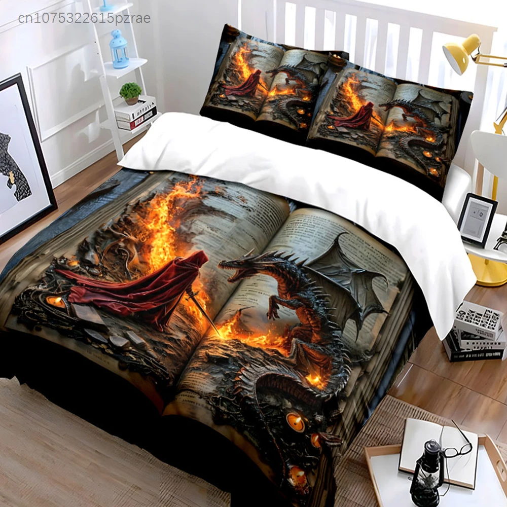 Epic Fantasy Book Theme Bdding Set, Multiple Sizes kid's And adults' Bedroom Exquisite 3PC Bedding set, Gift