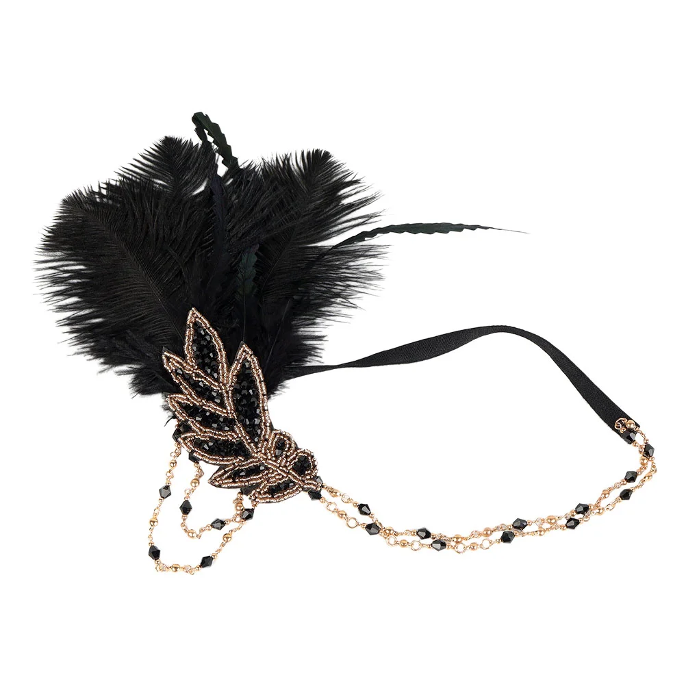 

Feather Headband Fascinator Hair Decoration Flapper Bride Headwear Accessory Stylish Rhinestone Hairband Headpiece Bands