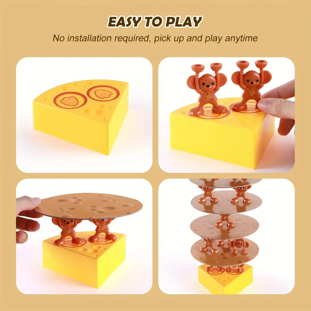 لعبة الطاولة التفاعلية للأطفال من سن 4 إلى 12 عامًا - لعبة التراص الممتعة على الجبن تعزز التنسيق بين اليد والعين والتفكير المنطقي