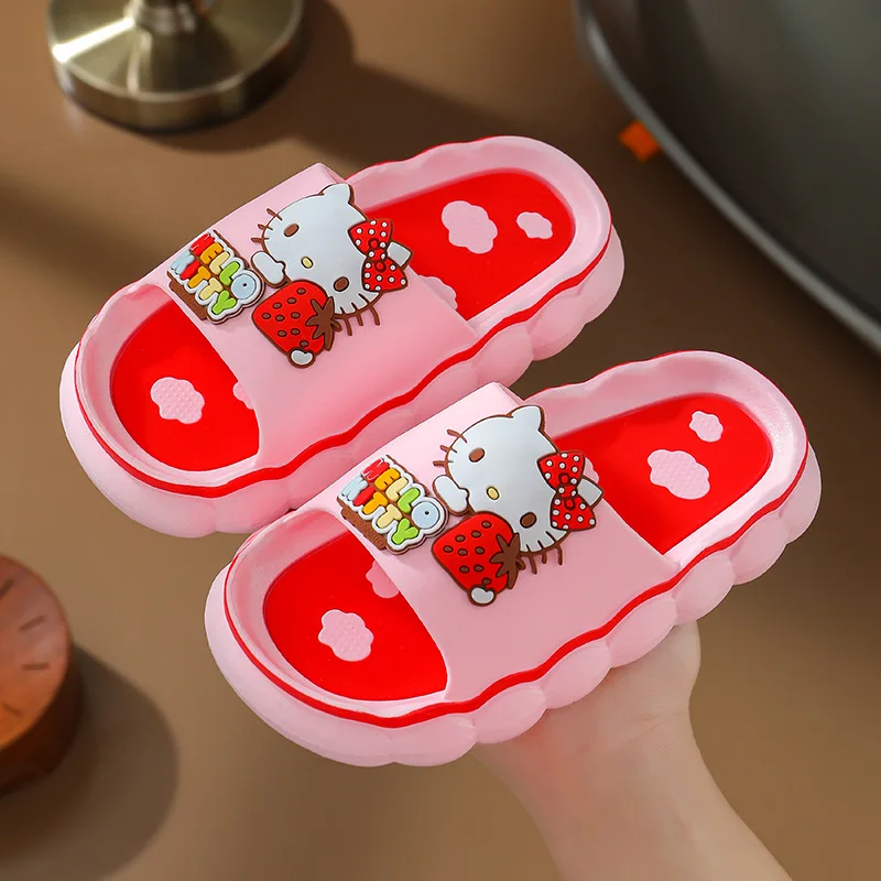 Anime Sanrio Children Slippers Kuromi Cinnamoroll Kids Summer Soft Soled Sandals Boys Girl Non Slip Indoor Shoes Girl Gift