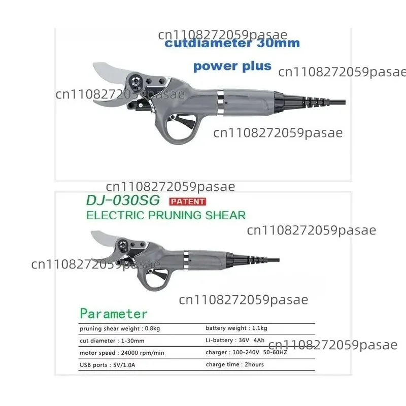 36v Tree Electric Pruner Li-battery Pruner Garden Scissors with USB