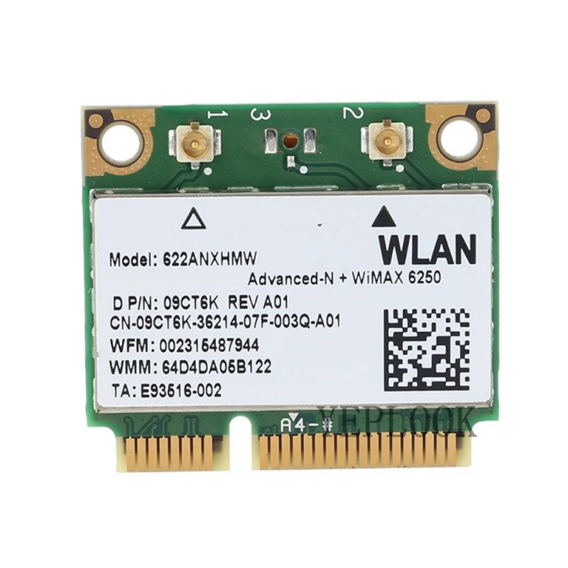 미니 PCIe 하프 무선 네트워크 카드, 와이파이 카드, 6250AN 622ANXHMW Advanced-N WiMAX 6250, 300Mbps 듀얼 밴드 2.4G/5G 802.11a/b/g/n