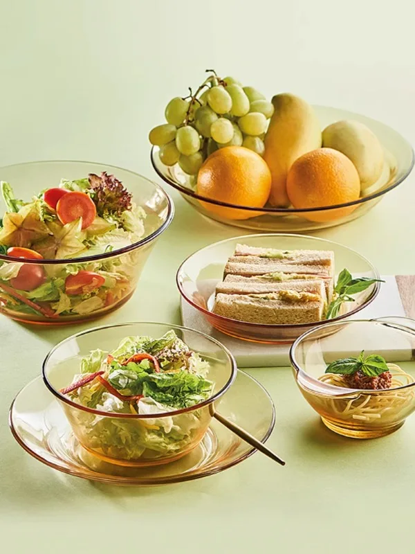 Tableware Glass Bowl Nordic Transparent Household Heat resistant Rice Fruit and Vegetable Salad Oatmeal Set